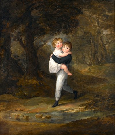 Bambini nel bosco che attraversano il ruscello, c.1806 da Maria Spilsbury